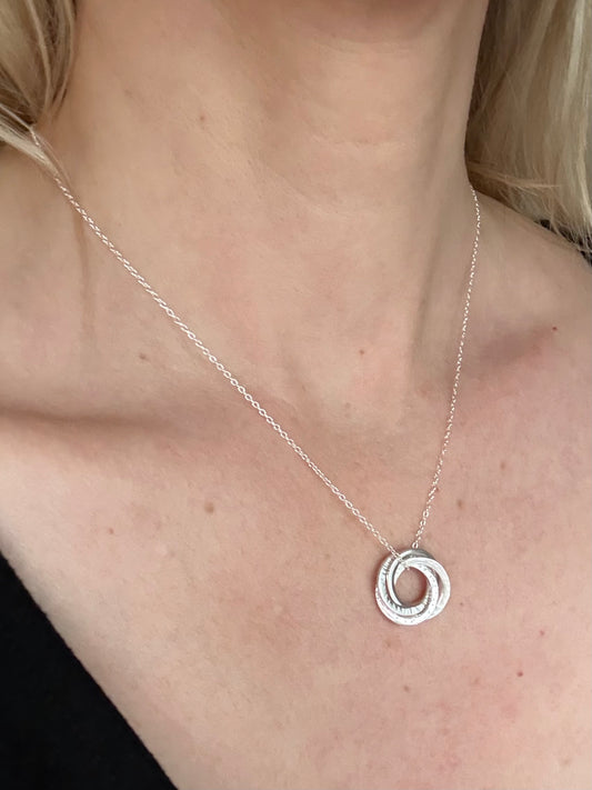 40th Birthday Sterling Silver Multi-Textured Necklace for Four Decades