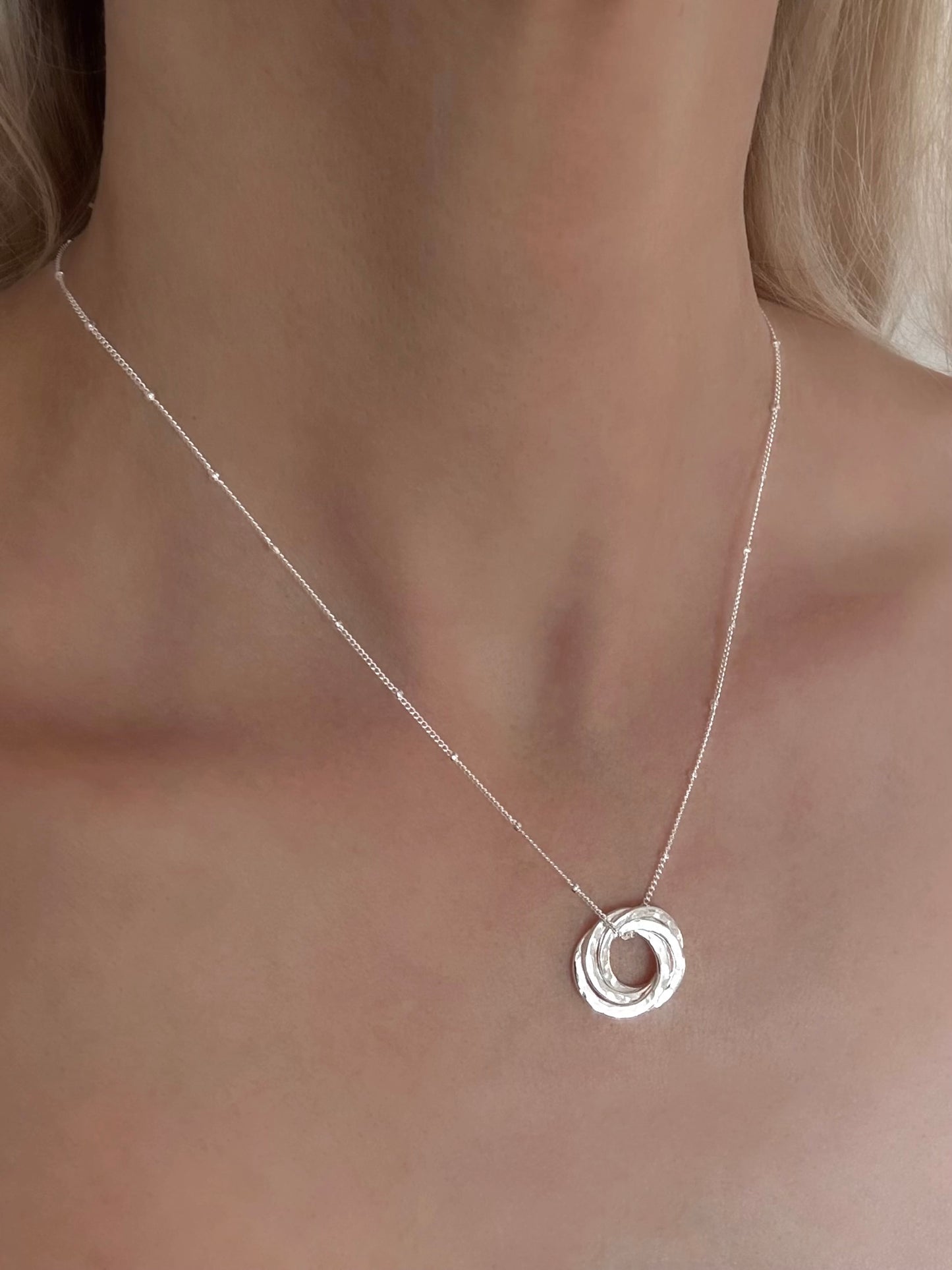 40th Birthday Sterling Silver Interlocking Necklace on Satellite Chain