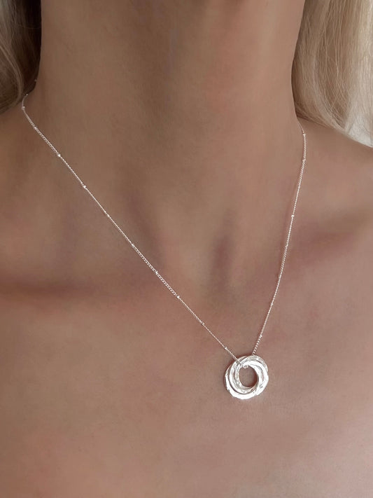 40th Birthday Sterling Silver Interlocking Necklace on Satellite Chain