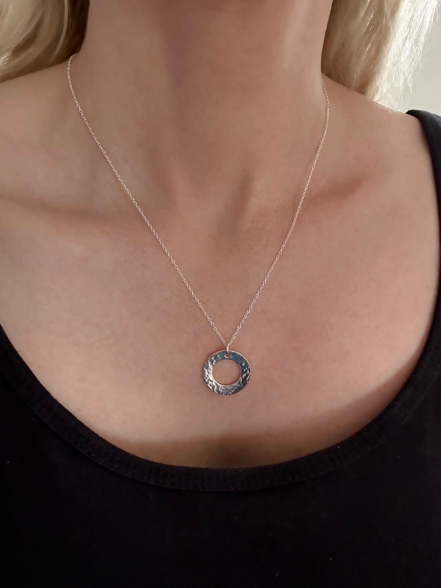 Sterling Silver Circle Pendant Necklace