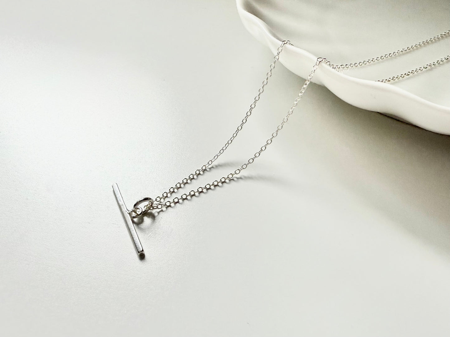 Sterling Silver T-bar Necklace on Trace Chain