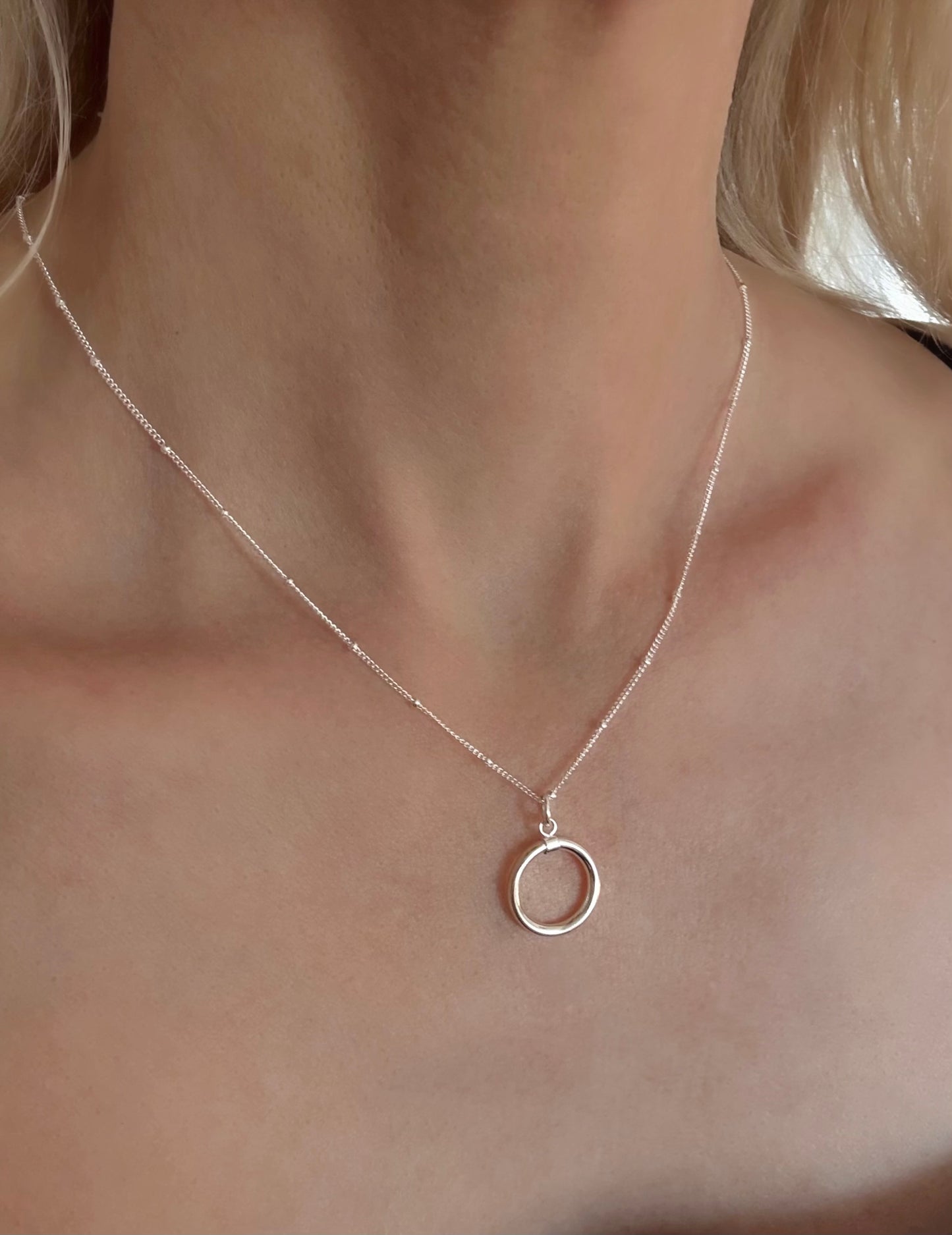Sterling Silver Statement Pendant Necklace on Satellite Chain