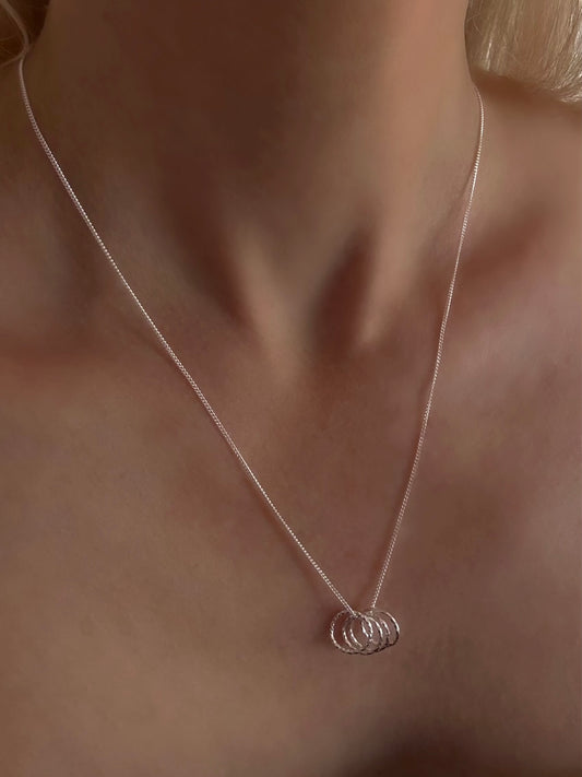 40th Birthday Sterling Silver Necklace with Diamond Cut Rings