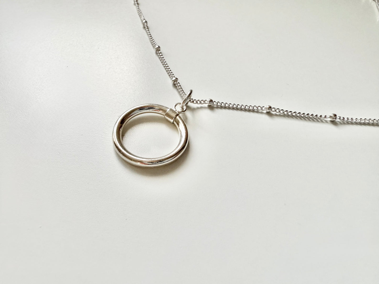 Sterling Silver Statement Pendant Necklace on Satellite Chain