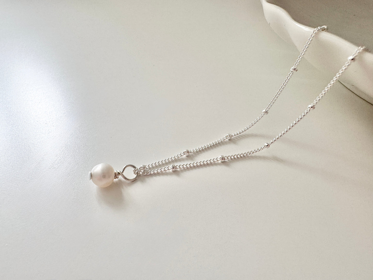 Petite Sterling Silver Pearl Pendant Necklace