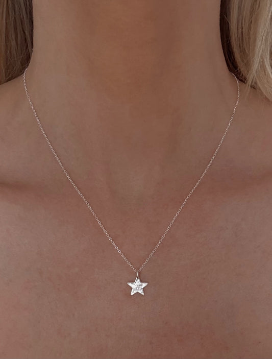 Silver Star Necklace Personalised with Initial