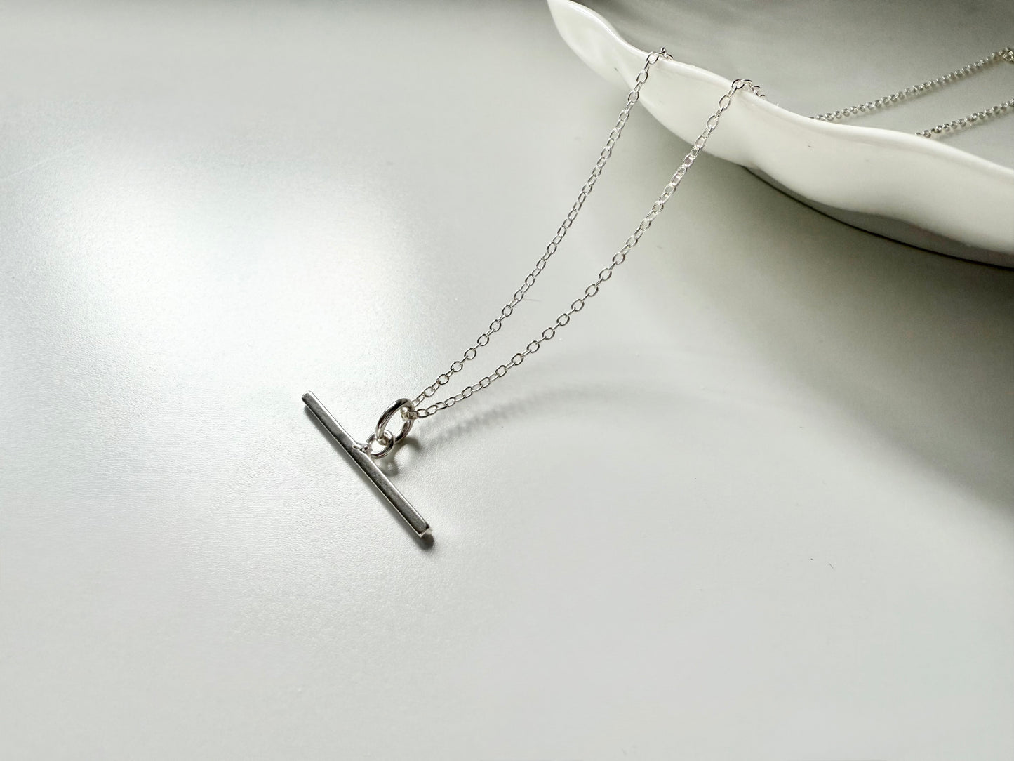Sterling Silver T-bar Necklace on Trace Chain