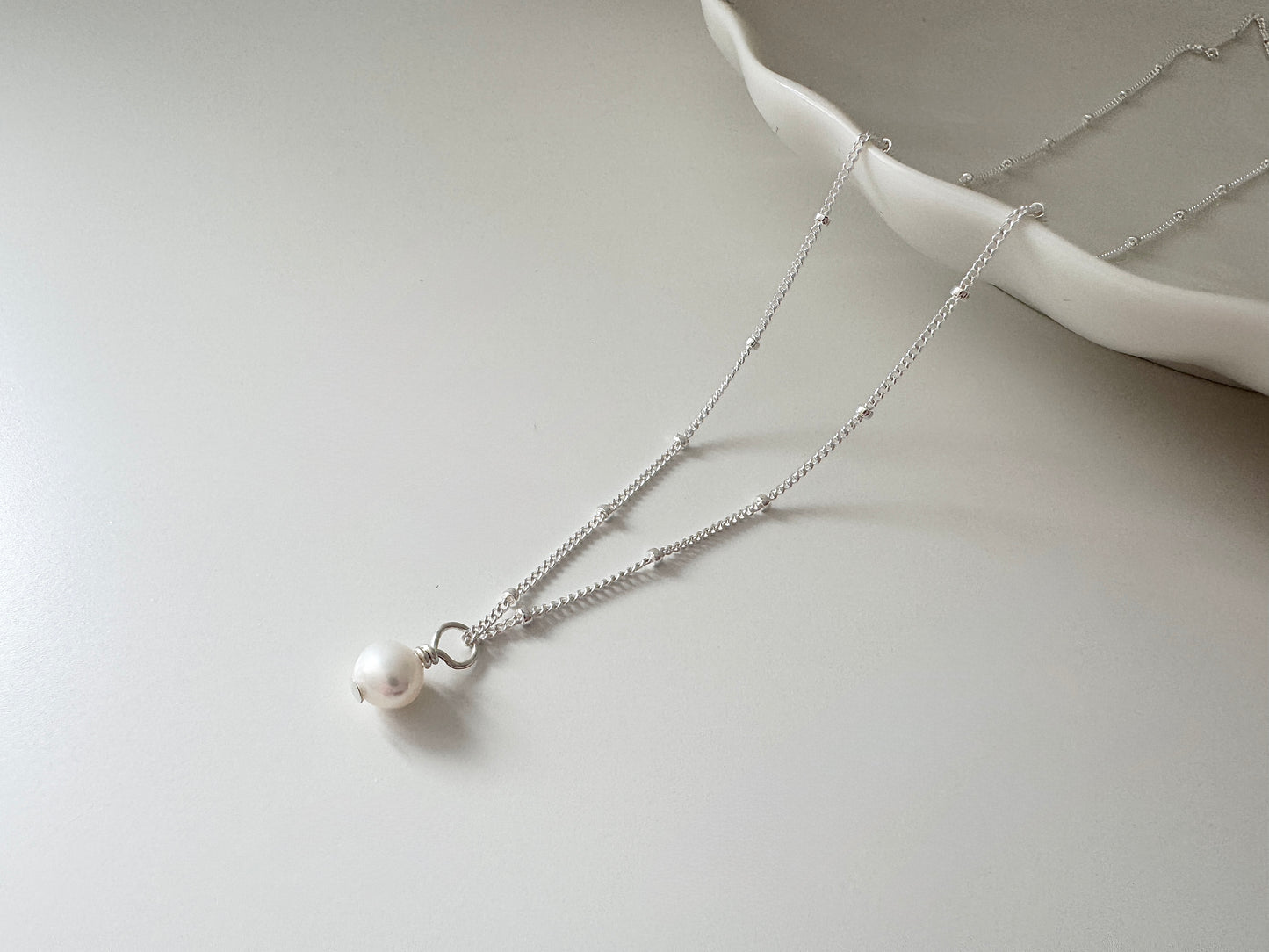 Petite Sterling Silver Pearl Pendant Necklace