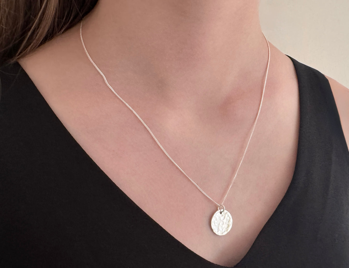 Sterling Silver Disc Pendant Necklace