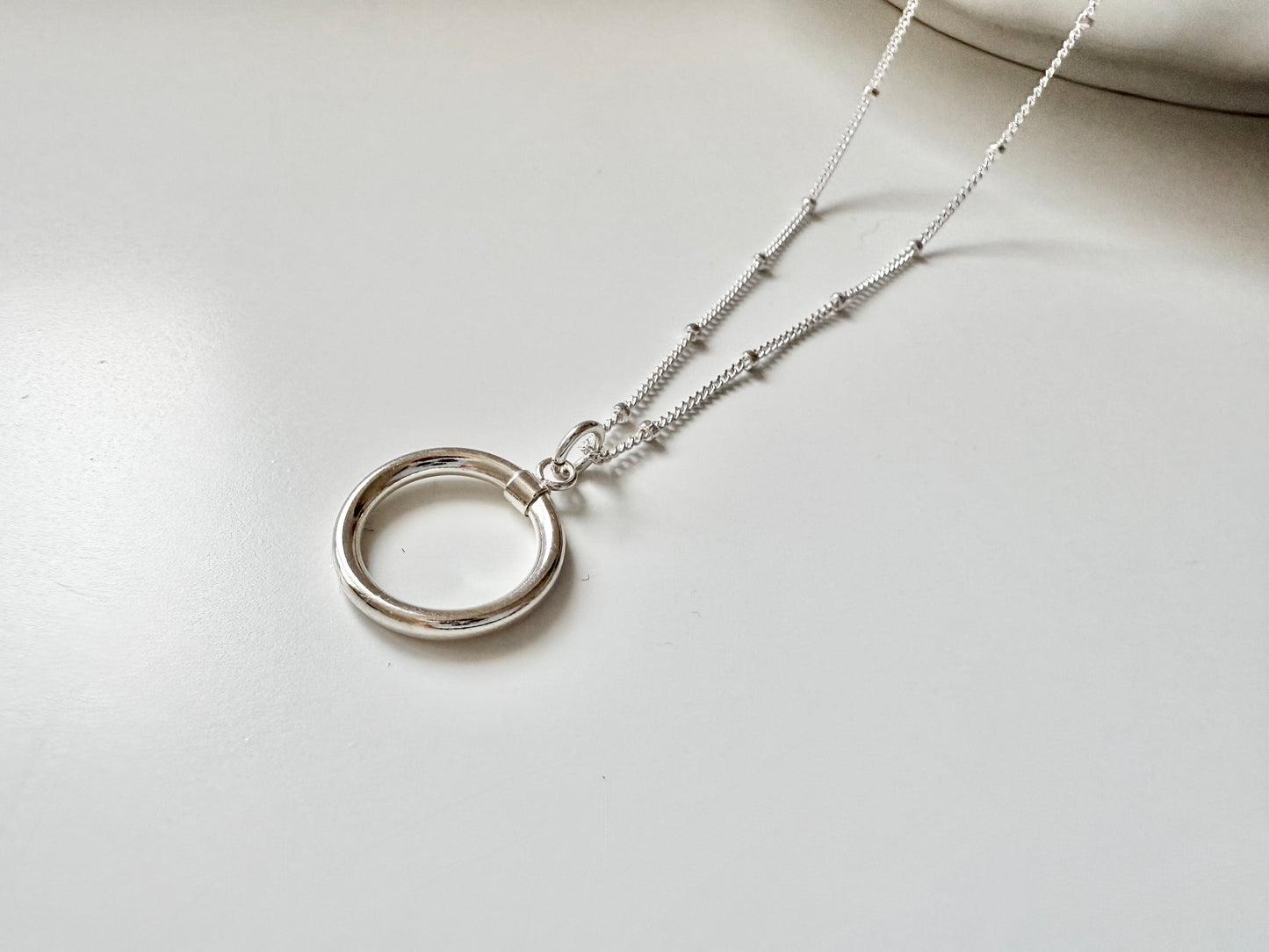 Sterling Silver Statement Pendant Necklace on Satellite Chain