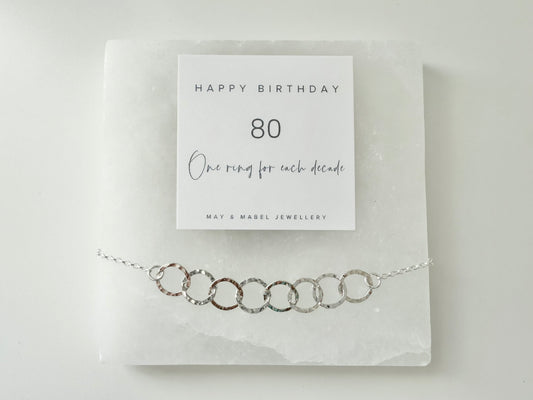 Sterling Silver Bracelet for 80th Birthday