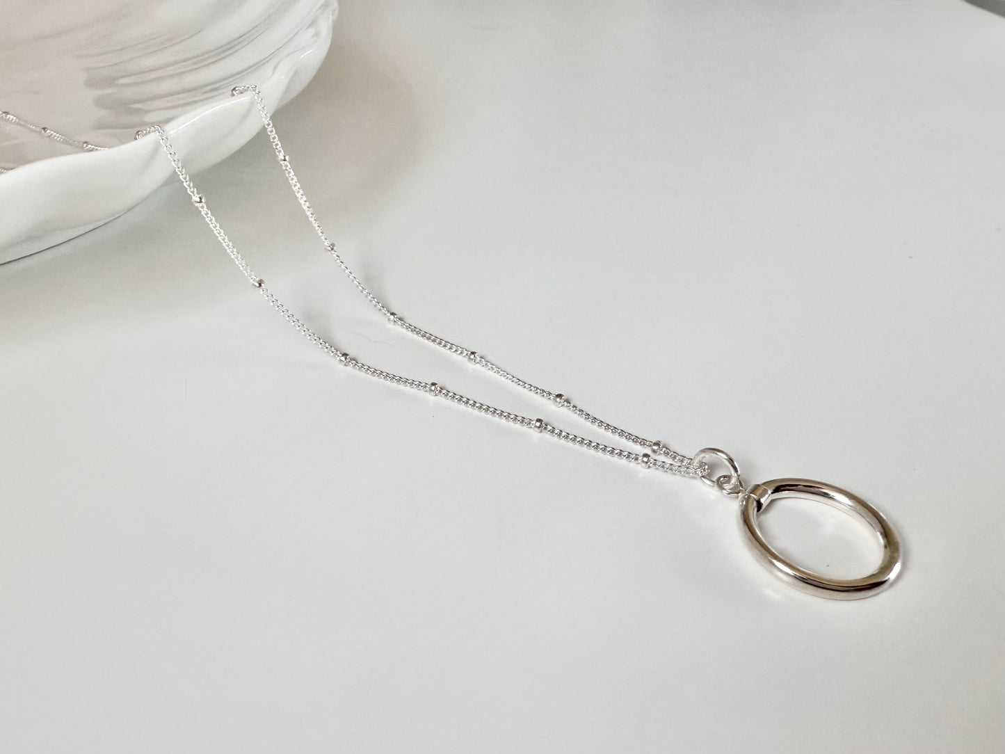 Sterling Silver Statement Pendant Necklace on Satellite Chain