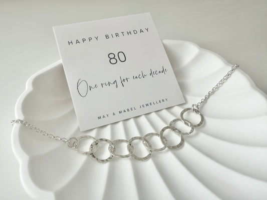 80th Birthday Sterling Silver Interlinked Necklace