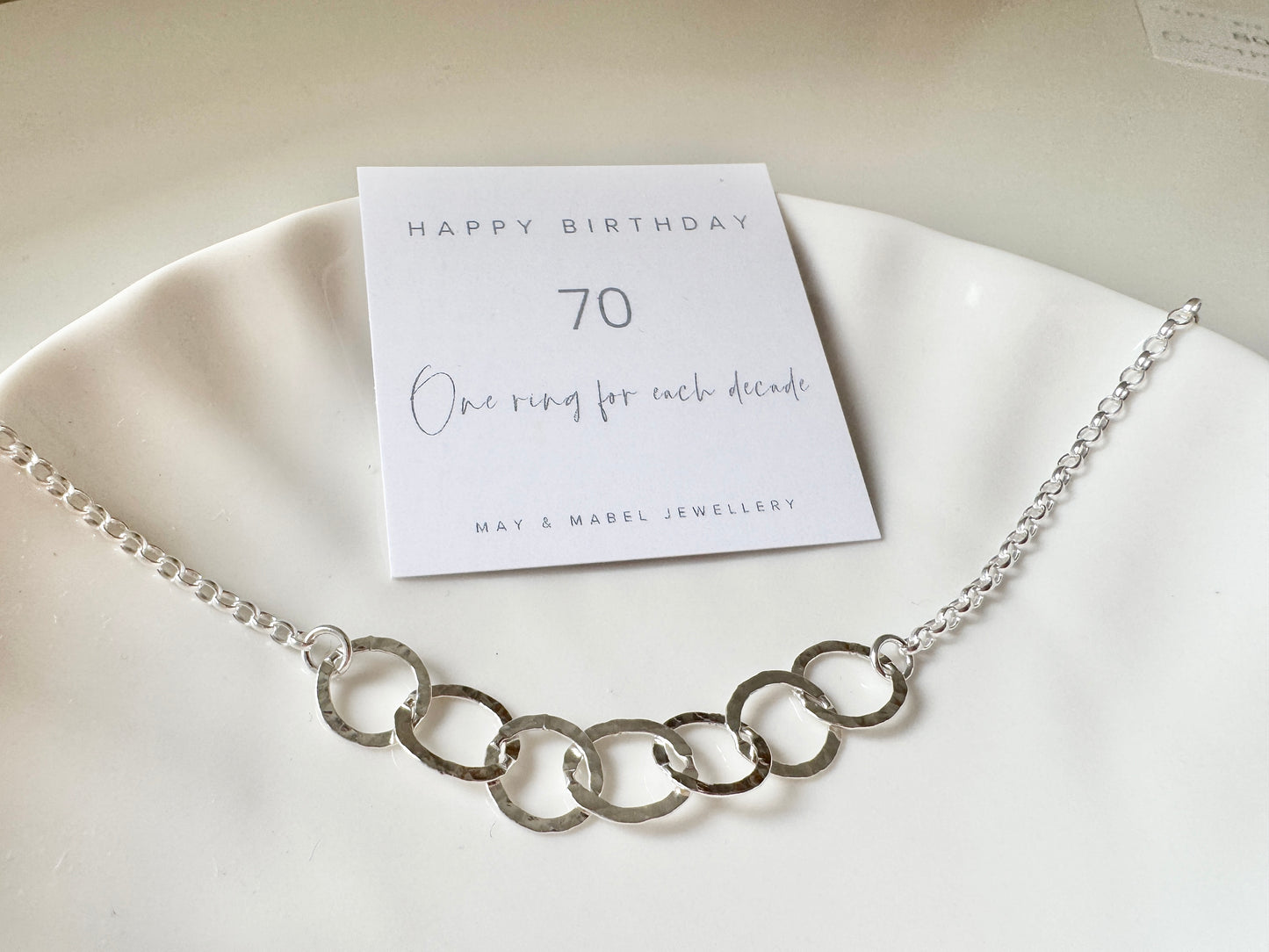 70th Birthday Sterling Silver Interlinked Necklace