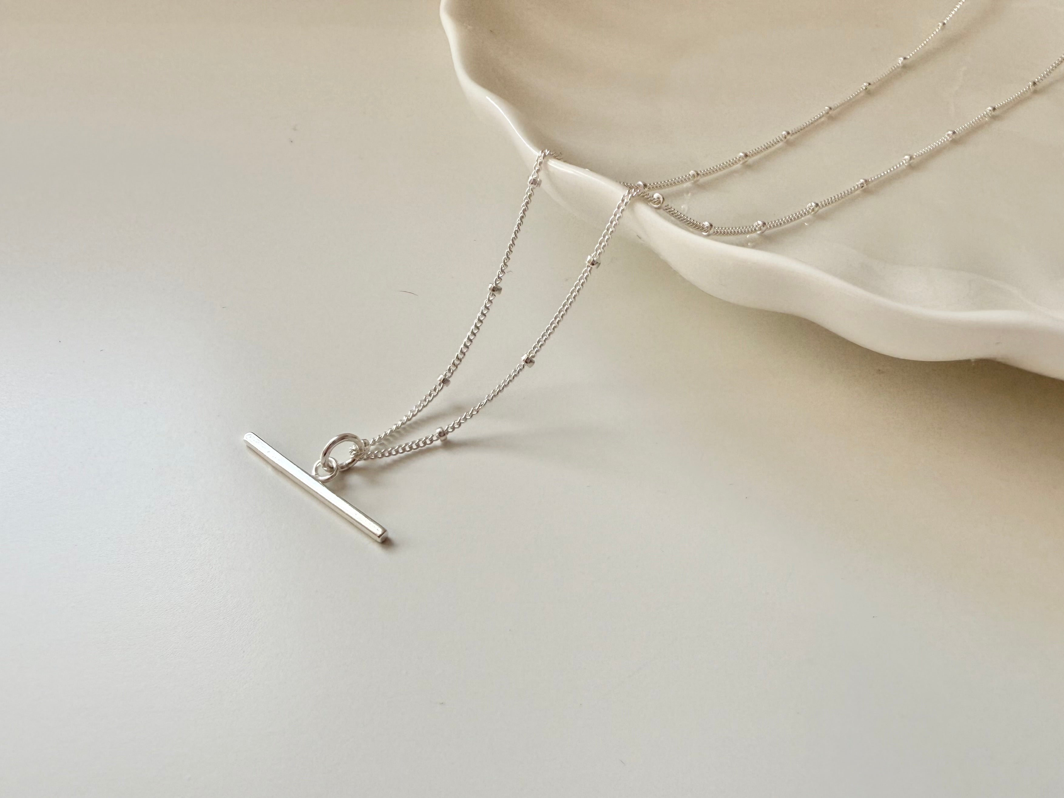 Sterling silver t-bar necklace