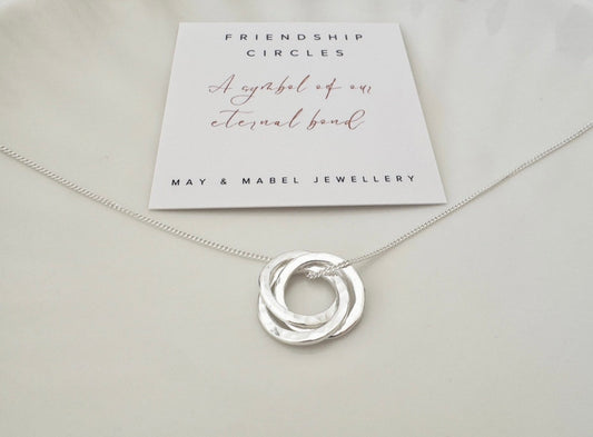 Silver Circle Friendship Pendant Necklace for 3 Friends