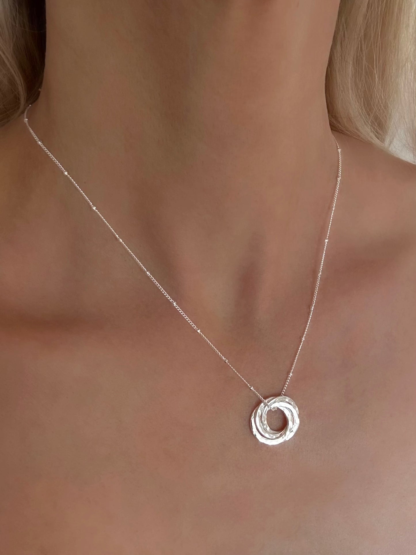 40th Birthday Sterling Silver Interlocking Necklace on Satellite Chain