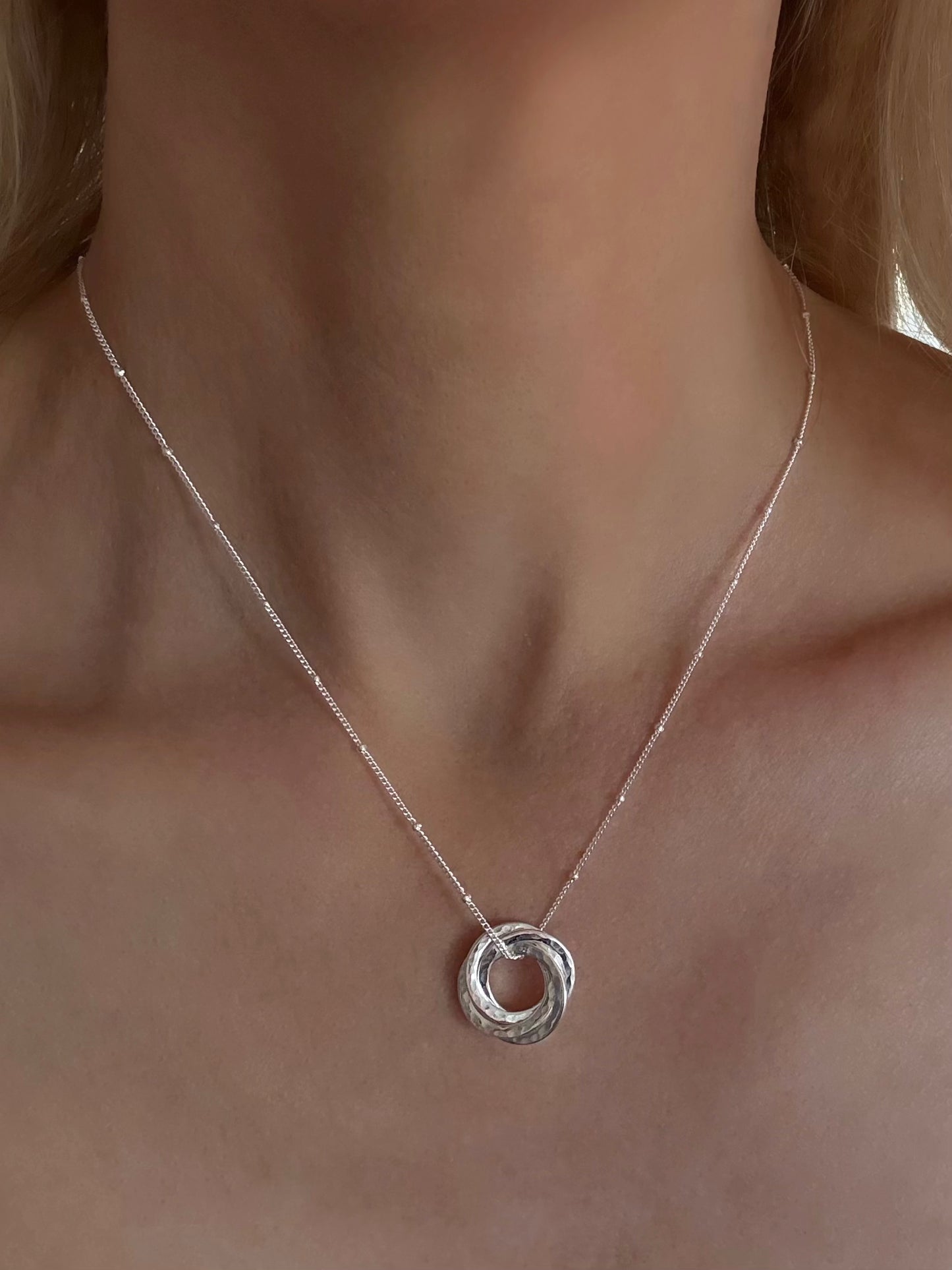 40th Birthday Sterling Silver Interlocking Necklace on Satellite Chain