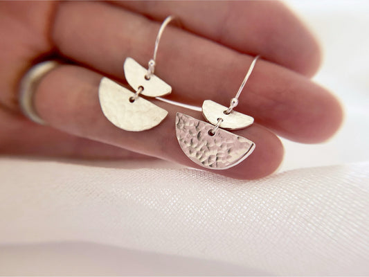 Sterling Silver Semi-Circle Disc Earrings