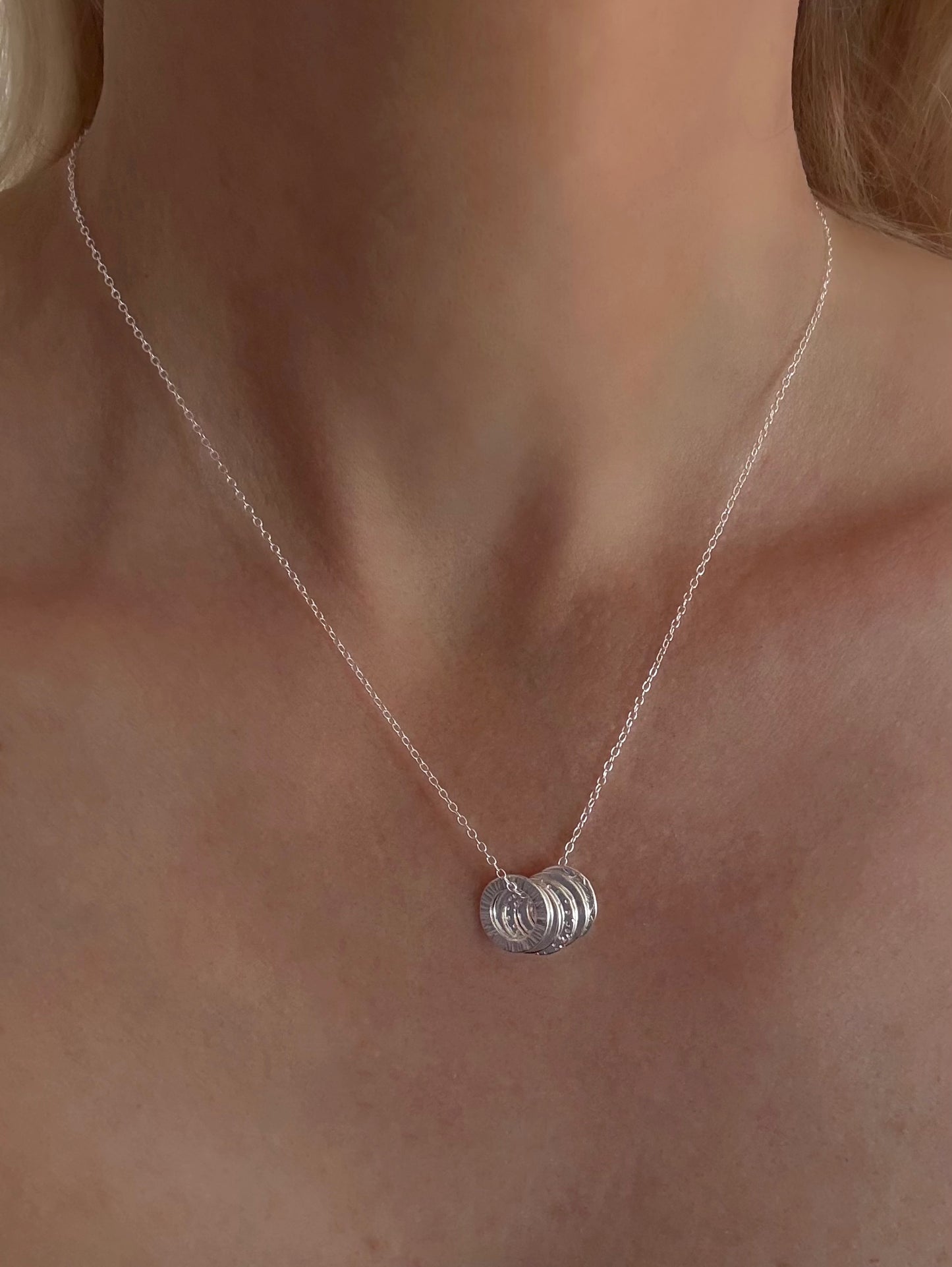 50th Birthday Sterling Silver Washer Necklace for Five Decades