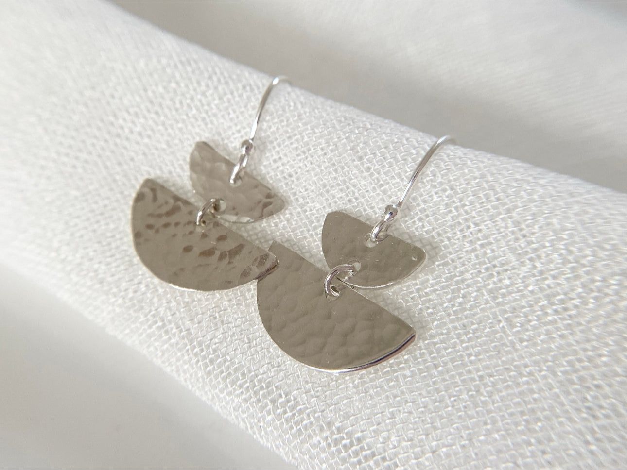 Sterling Silver Semi-Circle Disc Earrings