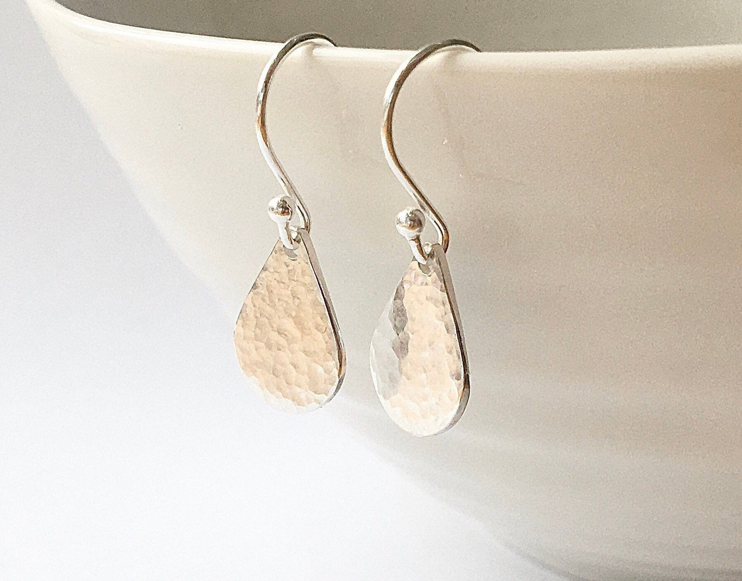 Silver Hammered Teardrop Earrings