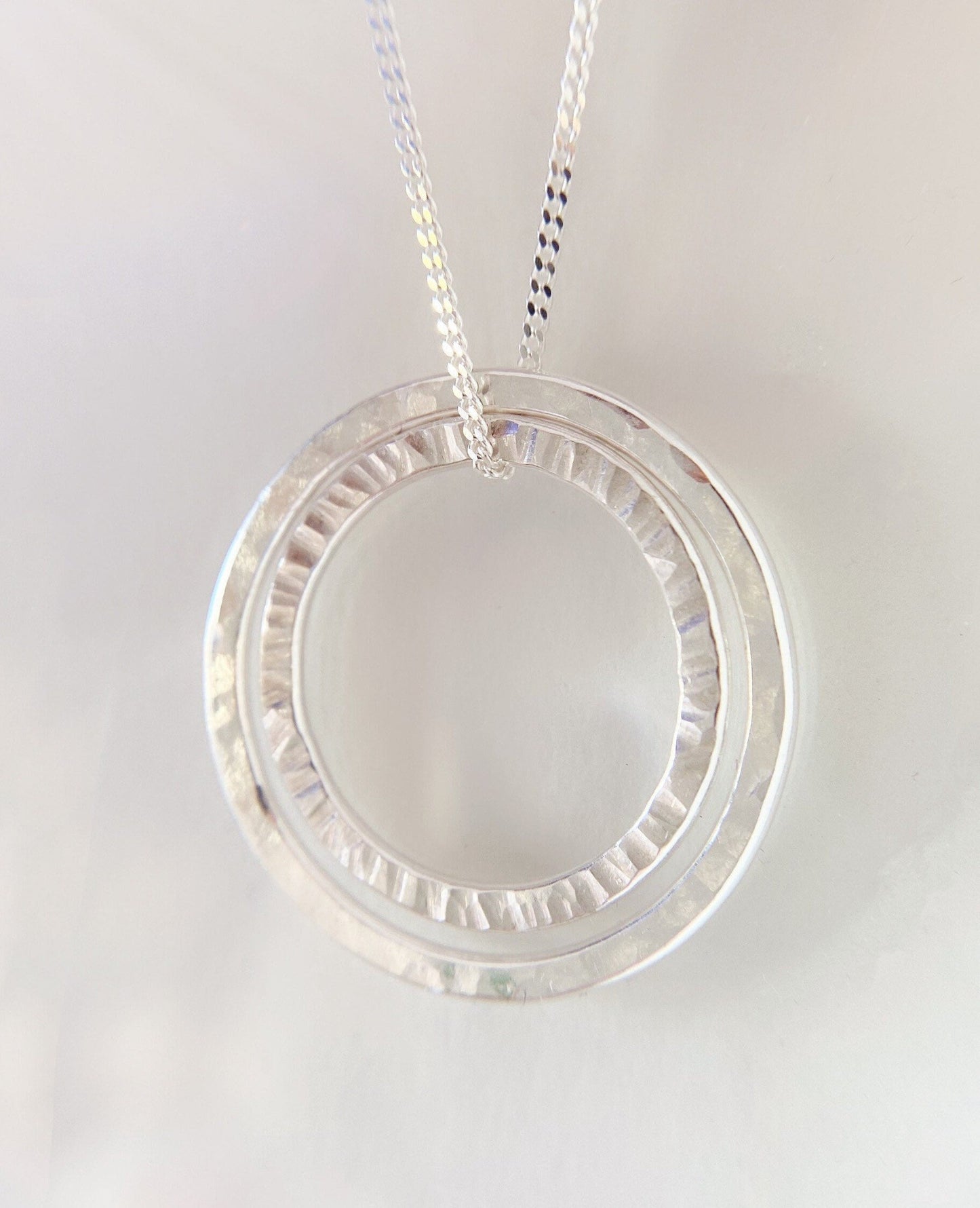 Silver Two Circles Layering Necklace (L)