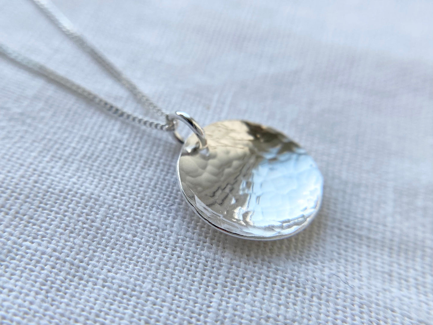Sterling Silver Curved Disc Pendant Necklace