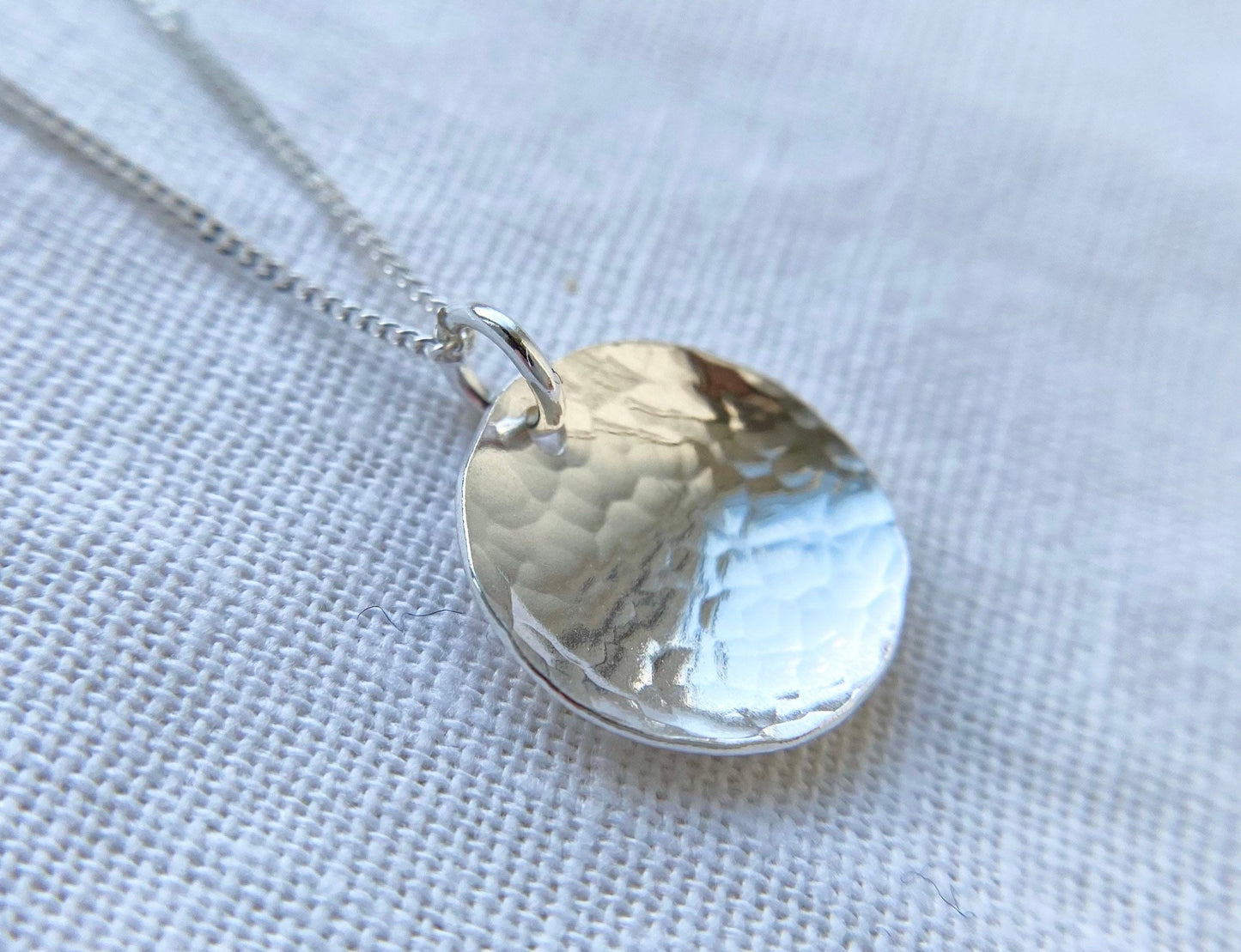 Sterling Silver Curved Disc Pendant Necklace