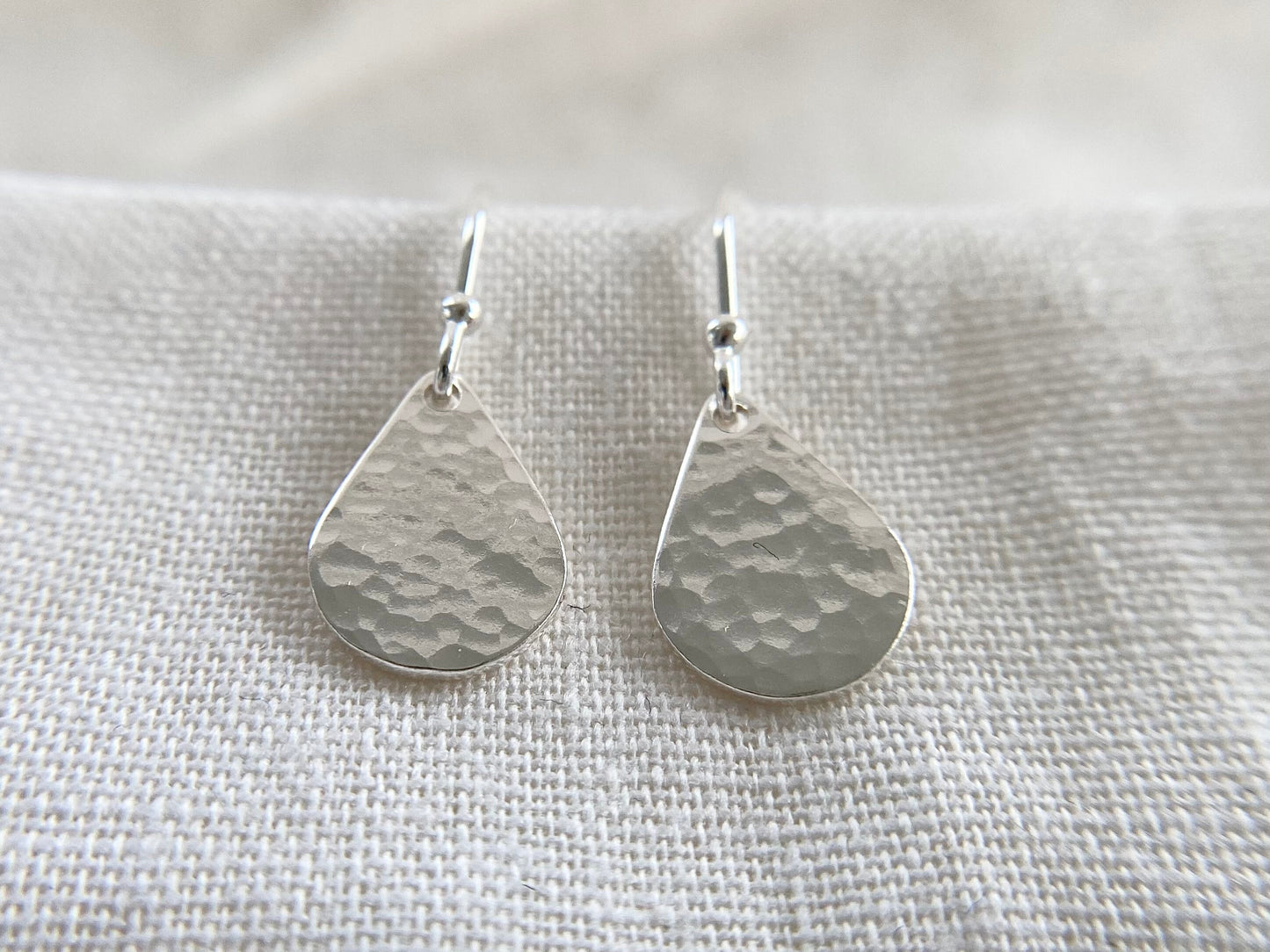 Silver Hammered Teardrop Earrings