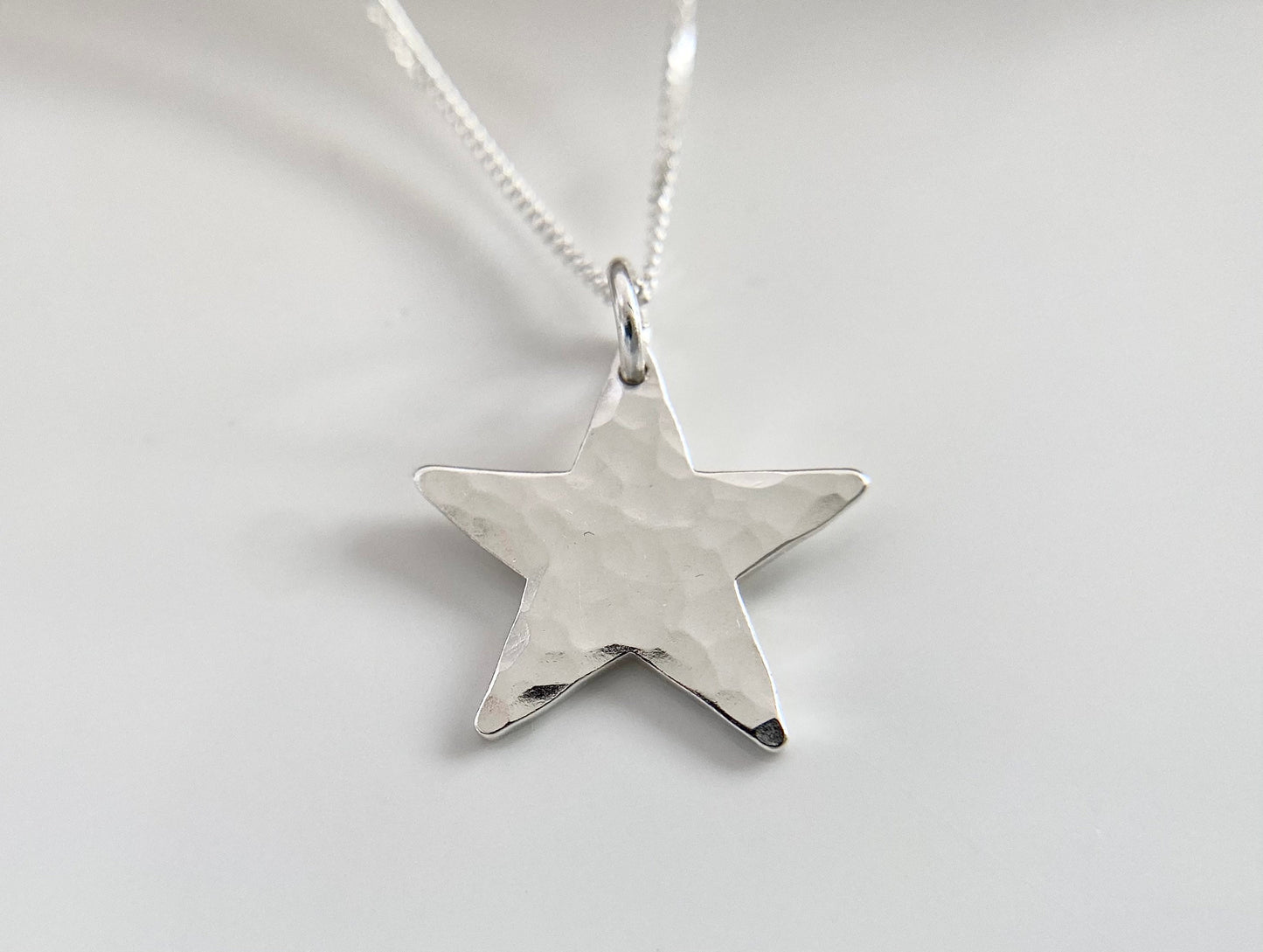 Sterling Silver Star Pendant Necklace (M)