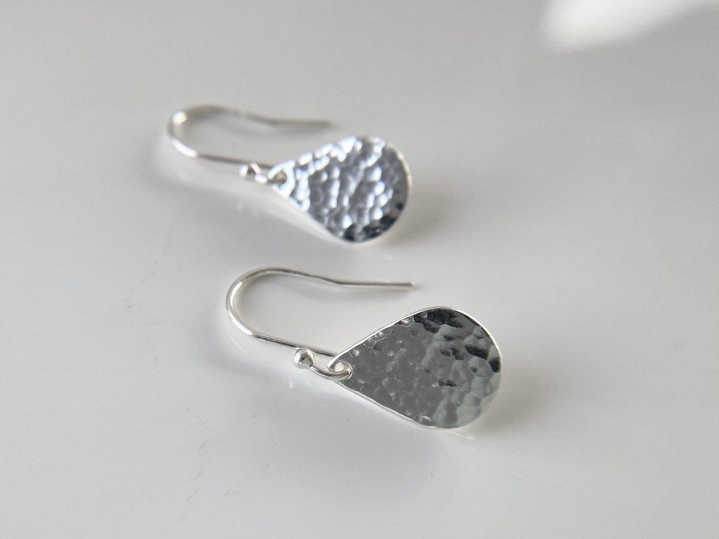 Silver Hammered Teardrop Earrings