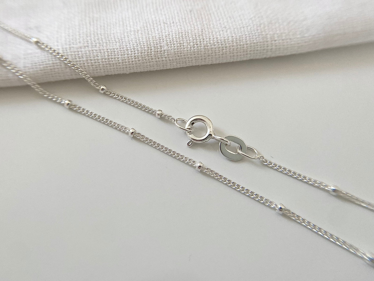 Silver Washer Layering Necklace with Satellite Chain
