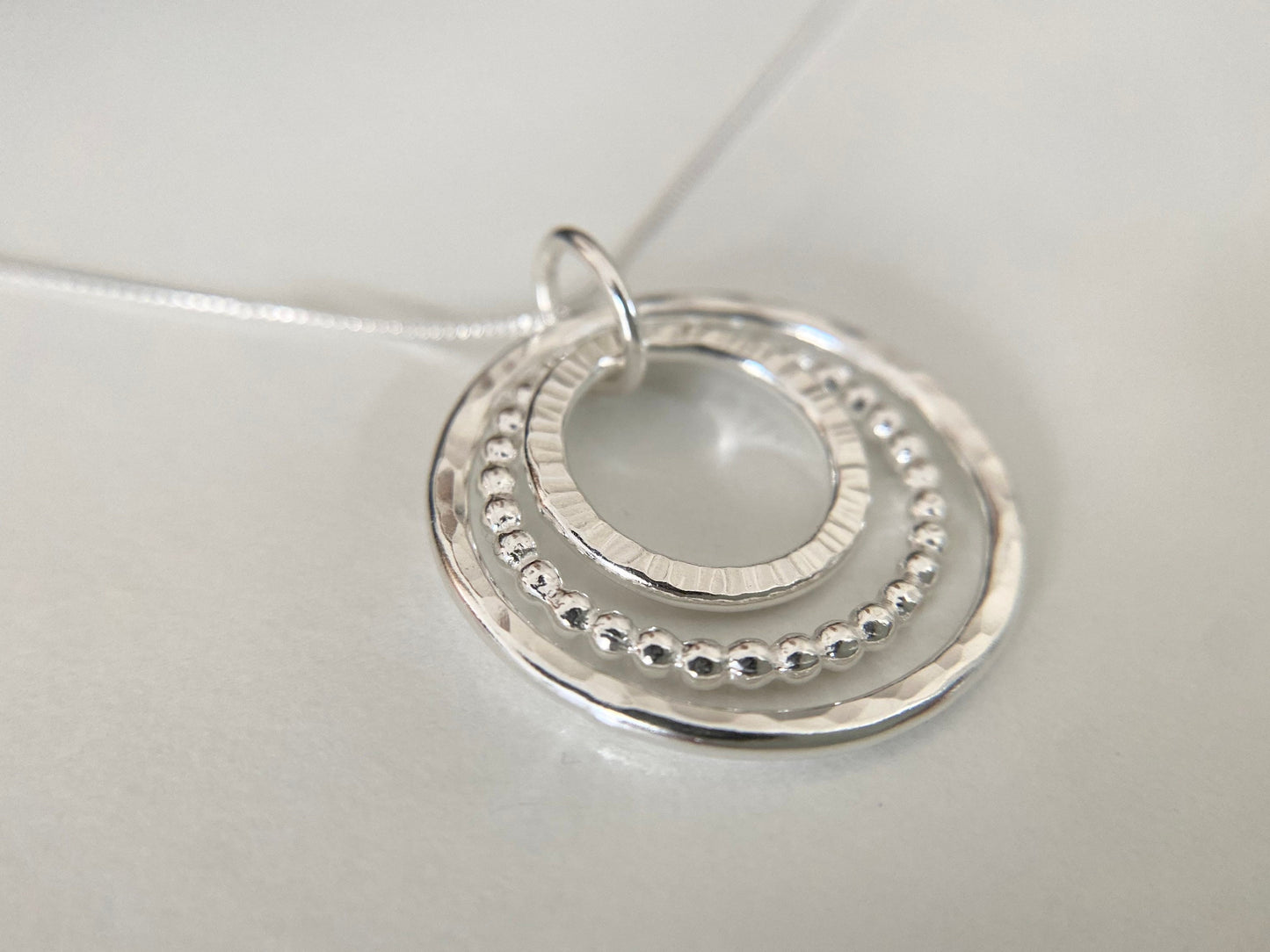 Sterling Silver Three Circles 30th Birthday Pendant Necklace