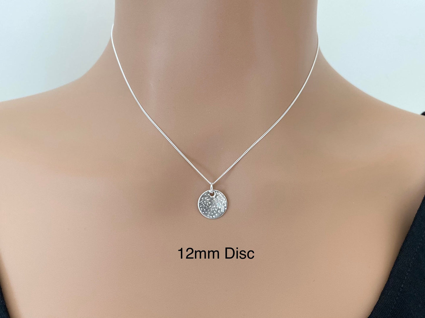 Sterling Silver Speckled Disc Pendant Necklace