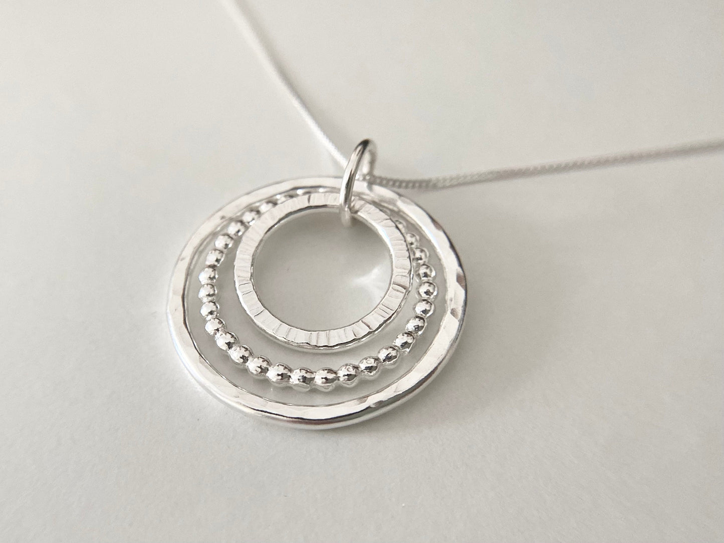 Sterling Silver Three Circles 30th Birthday Pendant Necklace