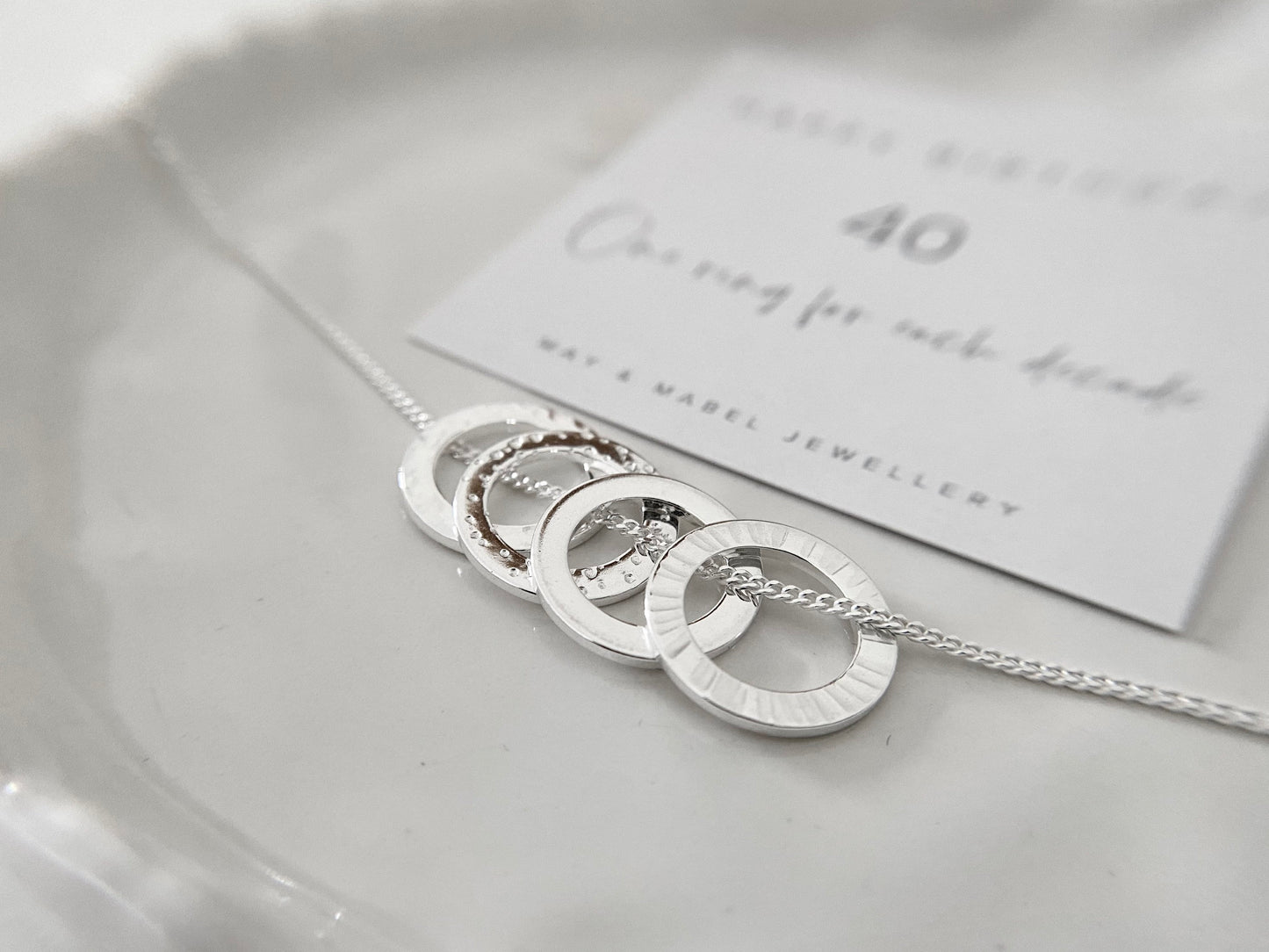 40th Birthday Sterling Silver Necklace for Four Decades (M)