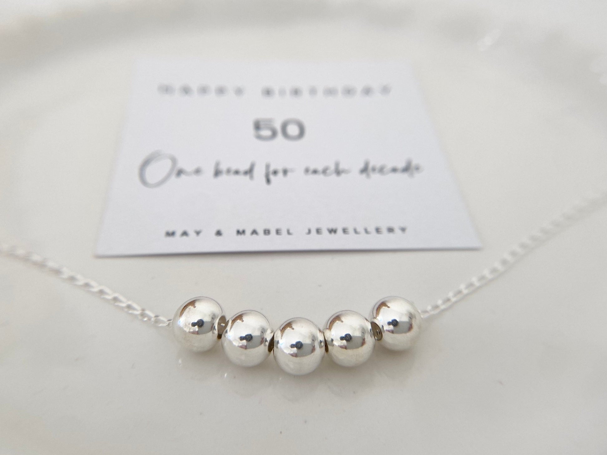 50th Birthday gift, five decades necklace, gift for her 