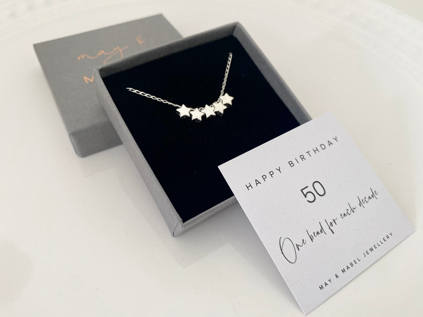 Sterling Silver Star Necklace for 50th Birthday