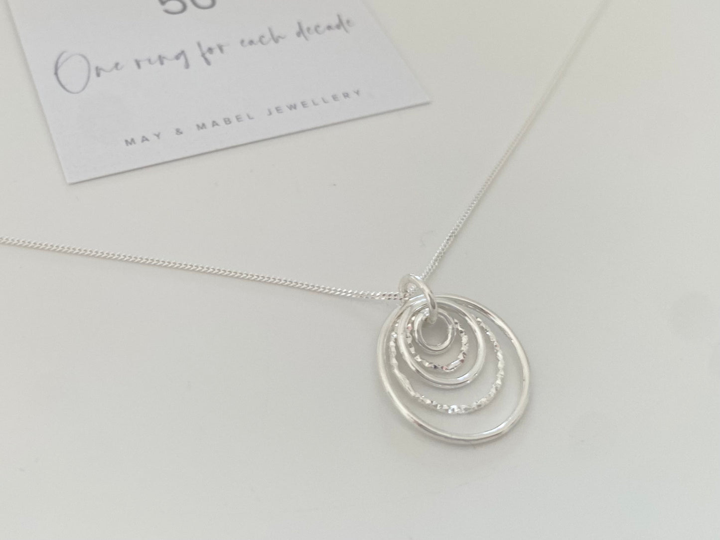 50th Birthday Sterling Silver Necklace for Five Decades